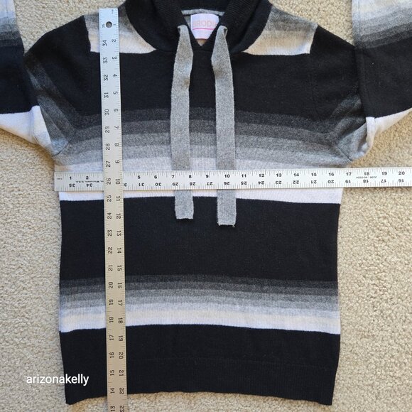 Brodie Cashmere Pullover Hoodie Stripe XS Black White Grey - Picture 3 of 7